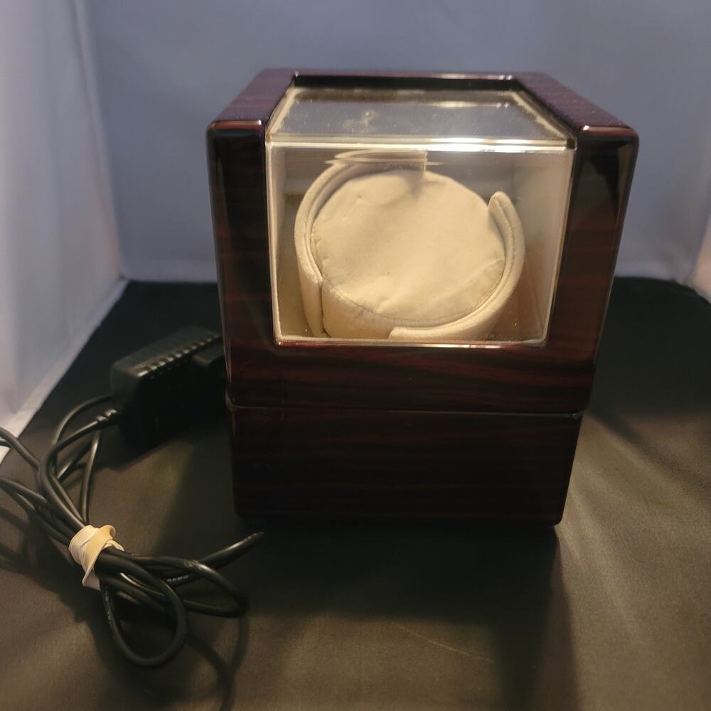 CHIYODA Single Auto Watch Winder Electric Quiet Multi Modes Mahogany Box